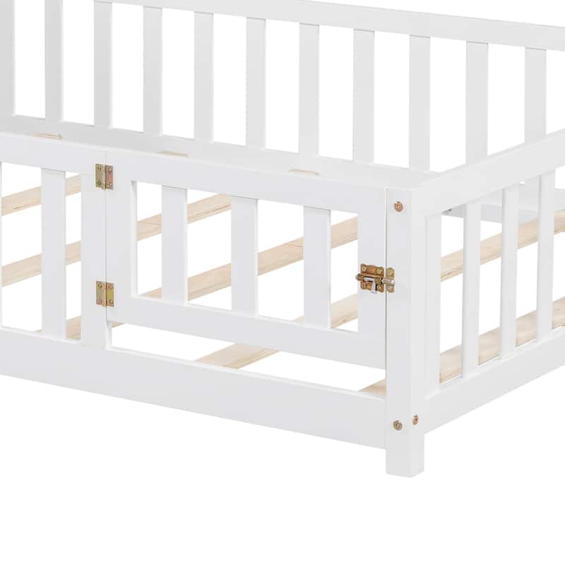 Full-size Floor Beds with Bookcases and Blackboards for Kids
