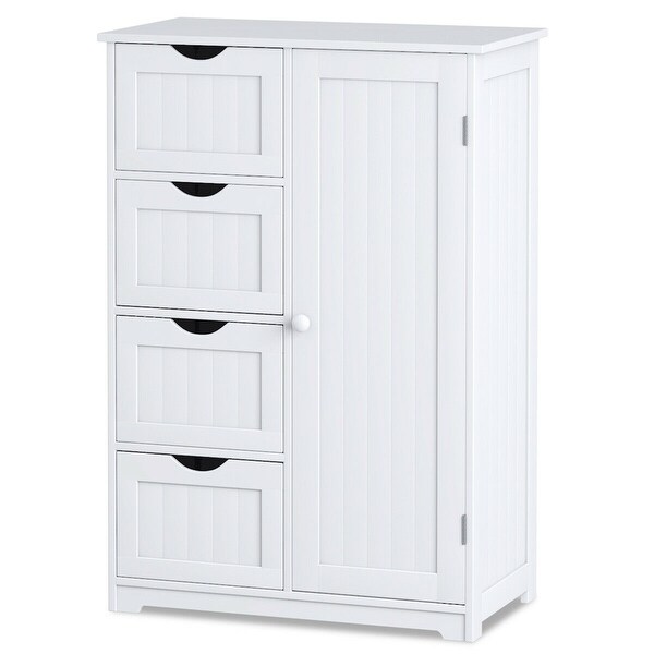 Mobel White Cabinet Storage Wooden Slim Drawers Bathroom