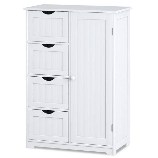 Shop Costway Wooden 4 Drawer Bathroom Cabinet Storage Cupboard 2 Shelves Overstock 19817490