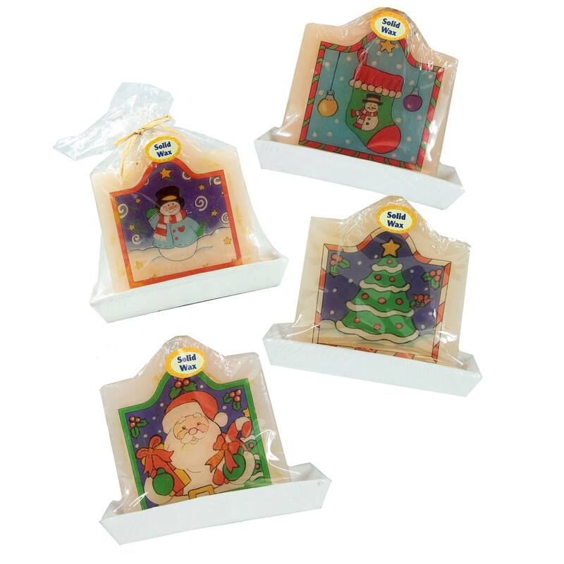 Santa Claus and Snowman Christmas Candles - 4" - Set of 4