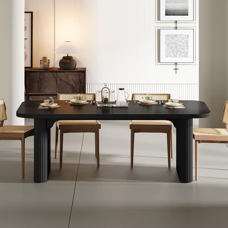 62-Inch Wood Dining Table for 4-6 People Modern Rectangular Kitchen Table for Dining Room Living Room