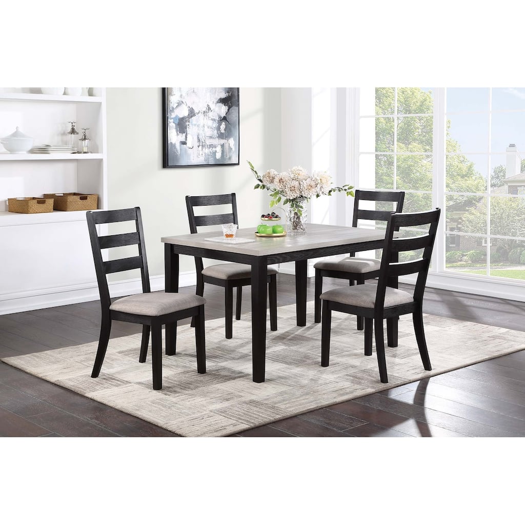 Modern Style 5pc Dining Set Two Tone Design Black Finish