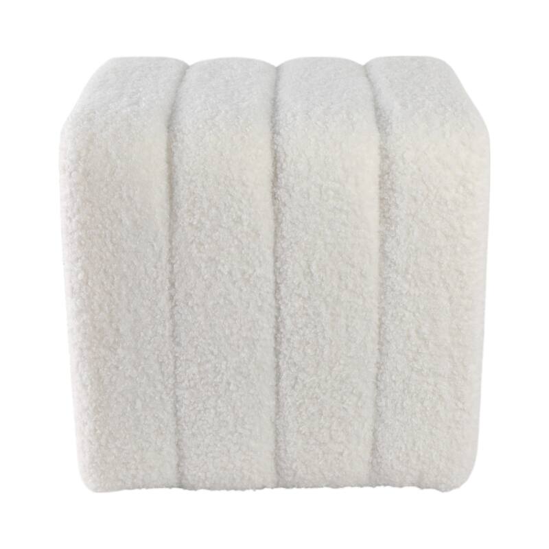 Modern Ottoman with Channel-Tufted Design - Upholstered Accent Cube