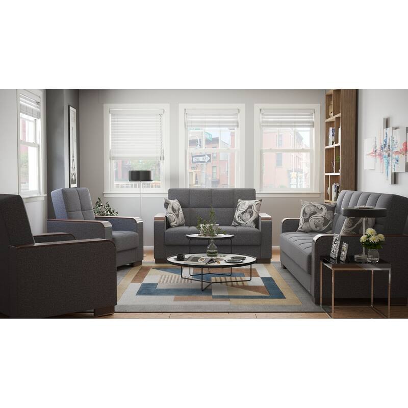 Collection Upholstered Convertible Loveseat With Storage
