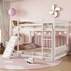 preview thumbnail 4 of 13, Modern Wooden Twin Over Twin Floor Bunk Bed with Climbing Ramp White