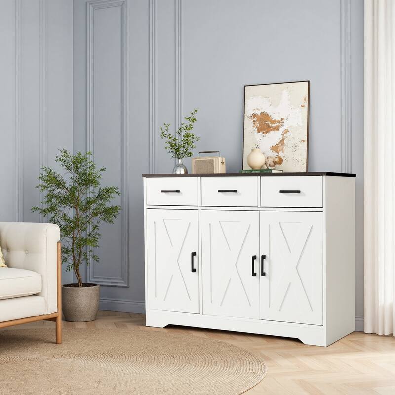 42.6" Wide TV Stand Console with 3 Storage Drawer