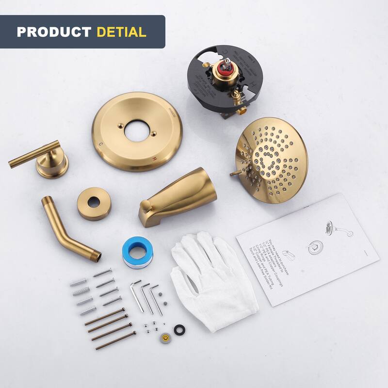 WOWOW Single-Handle 5-Spary Round Shower Faucet with Tub Spout