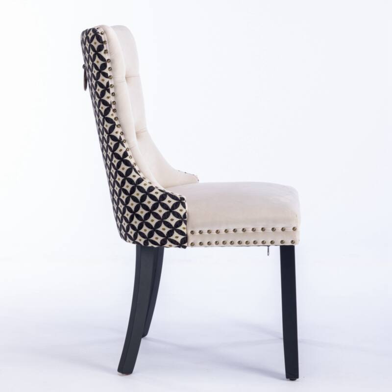 High-end Tufted Solid Wood Contemporary Velvet Upholstered Dining Chair,SET OF 2