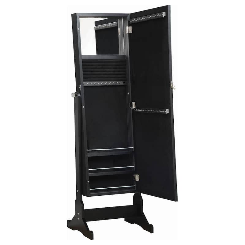 Cortez Cheval Mirror With Jewelry Storage Black - 20" x 15" x 57.5"