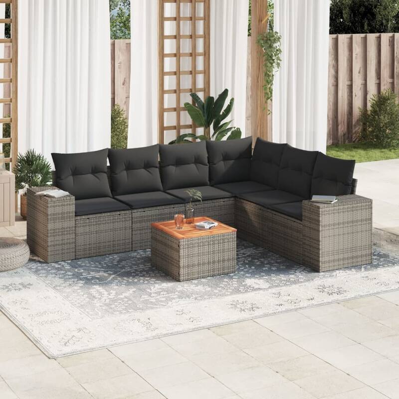 vidaXL Garden Sofa Set Black - 21.7 x 21.7 x 14.6 - Gray Large  - form2