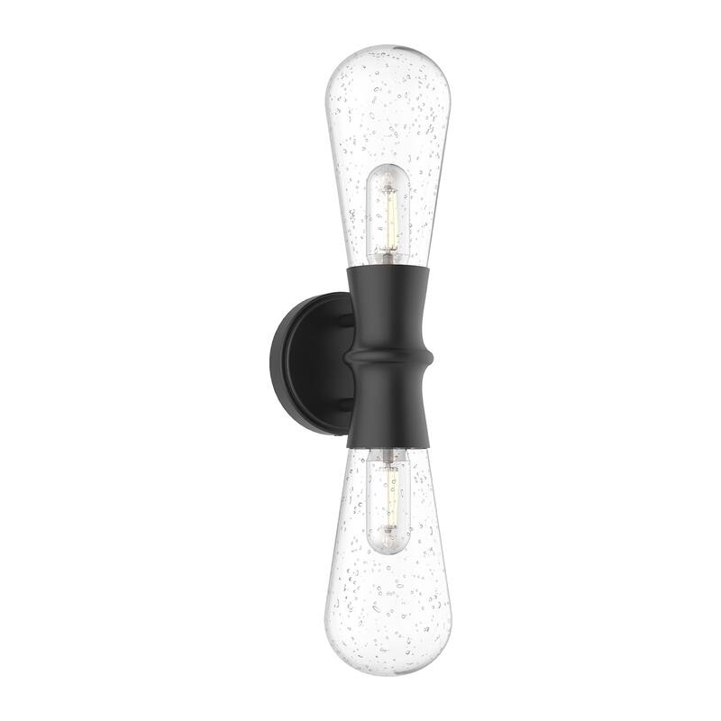 Alora Lighting EW464002 Marcel 2 Light 8" Tall Wall Sconce - Black / Clear Bubble Glass