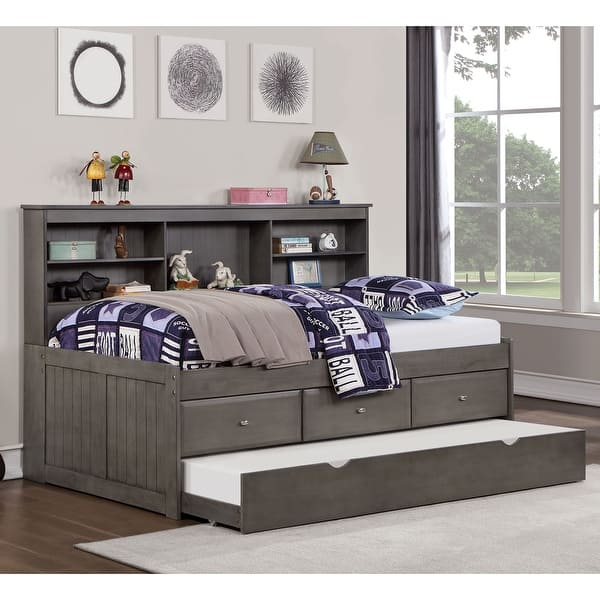slide 2 of 5, Furniture of America Transitional Crayna Dark Grey Daybed with Trundle Full