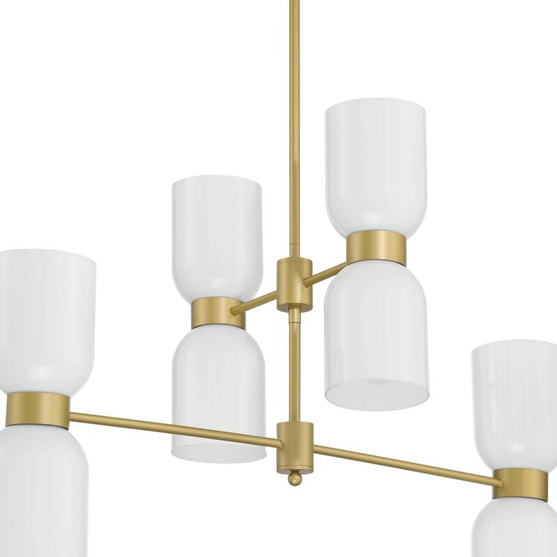 Shuman 8-light Dimmable Modern Gold Sputnik Linear Chandelier - 28 inches