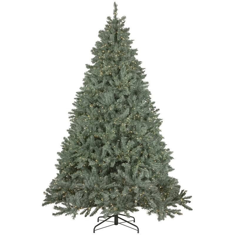 7.5' Pre-Lit Full Spruce Artificial Christmas Tree, LED Lights - 7.5 Foot