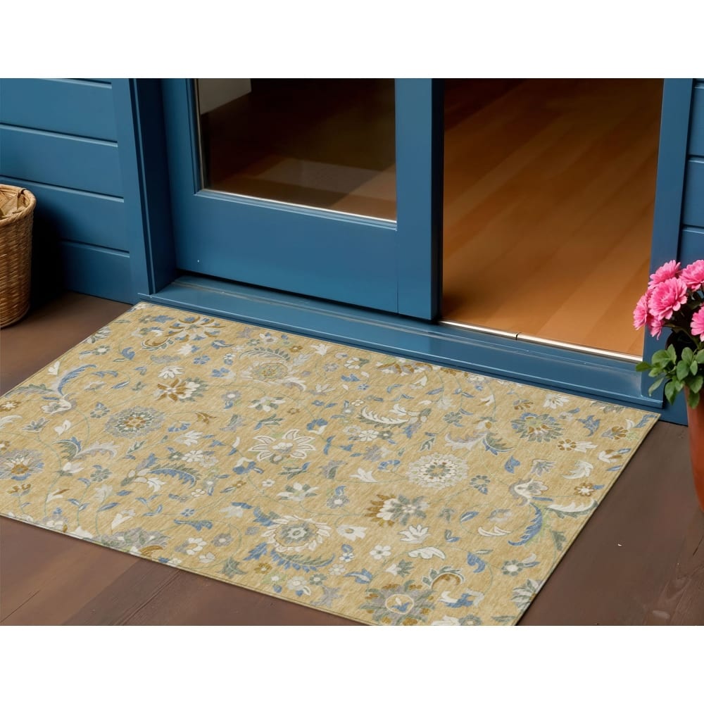 HomeRoots Floral Transitional Rectangle Outdoor Rug
