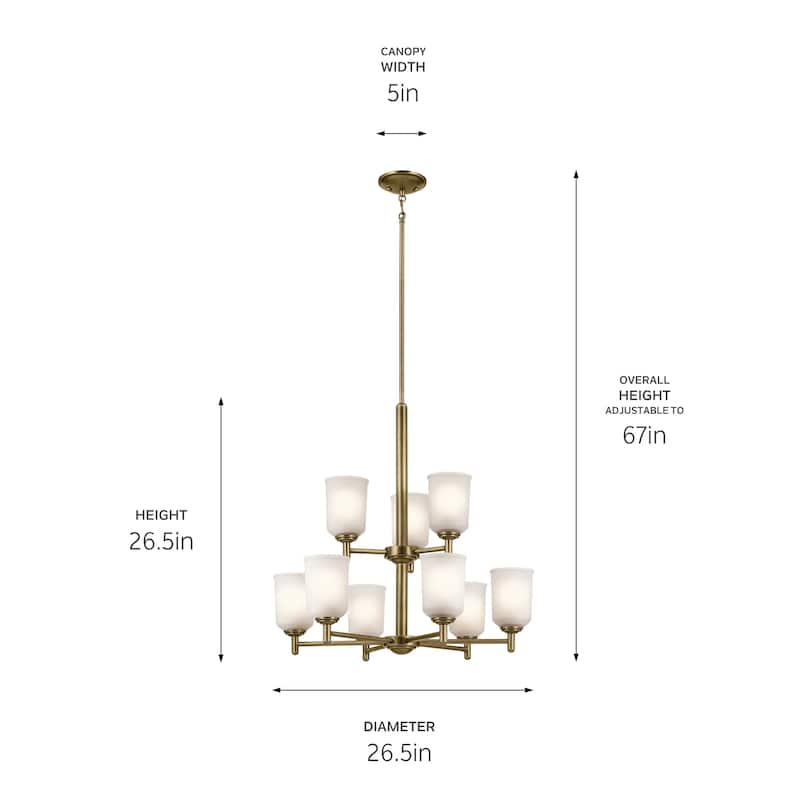 Kichler Lighting Shailene 26.5 in. 9-Light Natural Brass Chandelier - 26.5 in