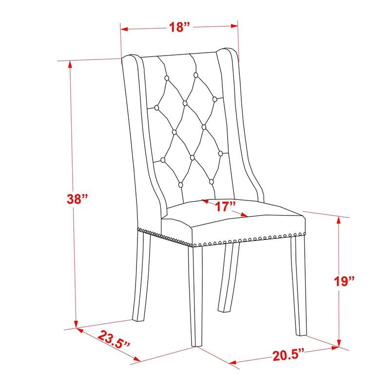 Parson Dining Chairs Set of 2 - Linen Fabric Upholstered Chairs with Nailhead Trim