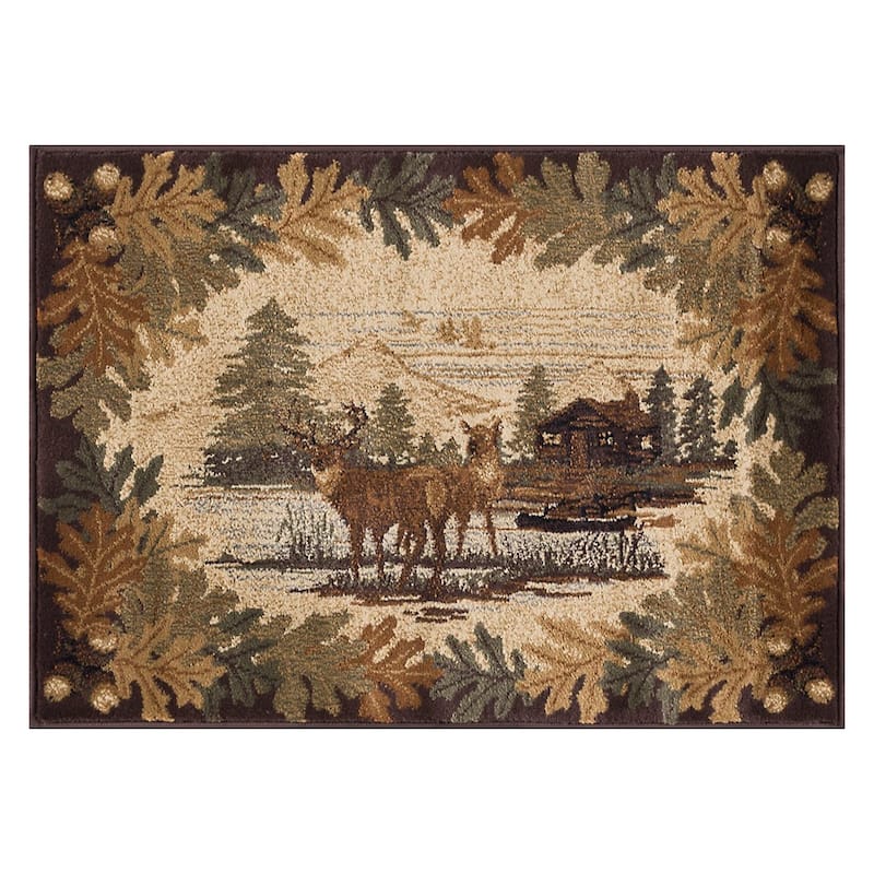 Natural Lodge Novelty Graphic Indoor Area Rug