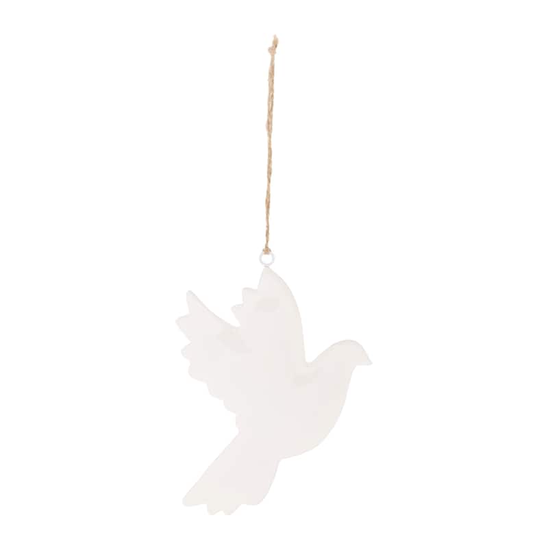 Set of 6 White Metal Dove Ornaments for Christmas Tree Decor - 6.25" x 0.25" x 6.5"