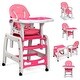 preview thumbnail 1 of 19, 5 in 1 Baby High Chair, Convertible Toddler Table Chair Set, Rocking Chair, Multi-Function Seat w/ Wheels, Adjustable Seat Back Pink