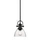 preview thumbnail 2 of 0, Yep by Golden Lighting Hines 1-light 7in Pendant in Matte Black and Seeded Glass
