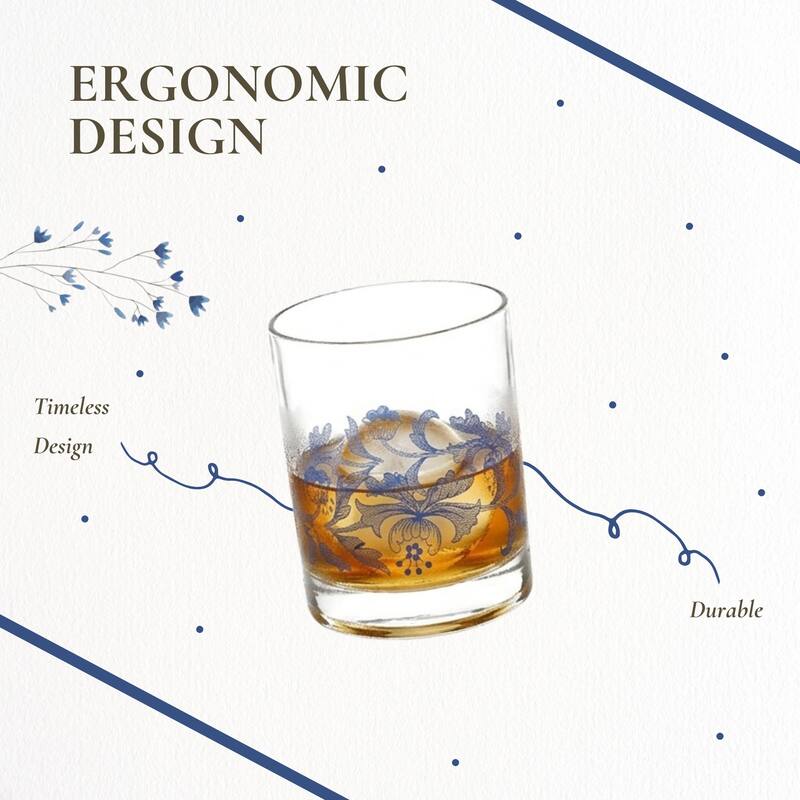 Spode Blue Italian Set of 4 Double Old Fashioned Glasses - 14 oz