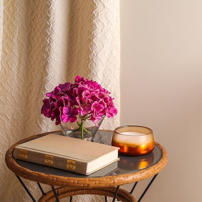 National Tree Company 8 in. Dark Purple Hydrangea Bouquet in Glass Vase