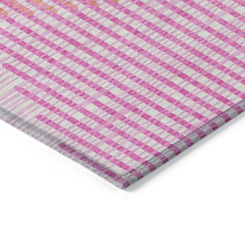 Machine Washable Indoor/ Outdoor Abstract Stripe Chantille Rug