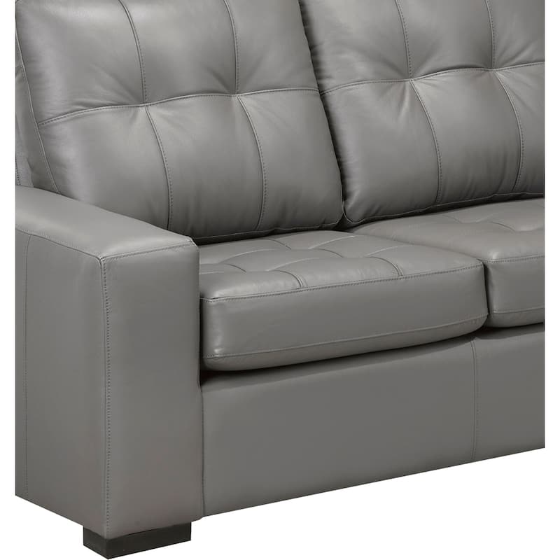 Liam Top Grain Leather Tufted Sectional Chaise Sofa