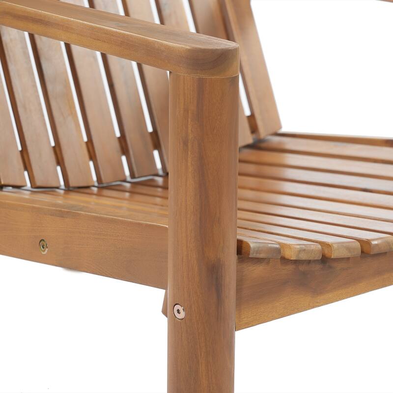 Christopher Knight Home - Solid Acacia Wood Outdoor Lounge Chair with Arms and Slatted Back