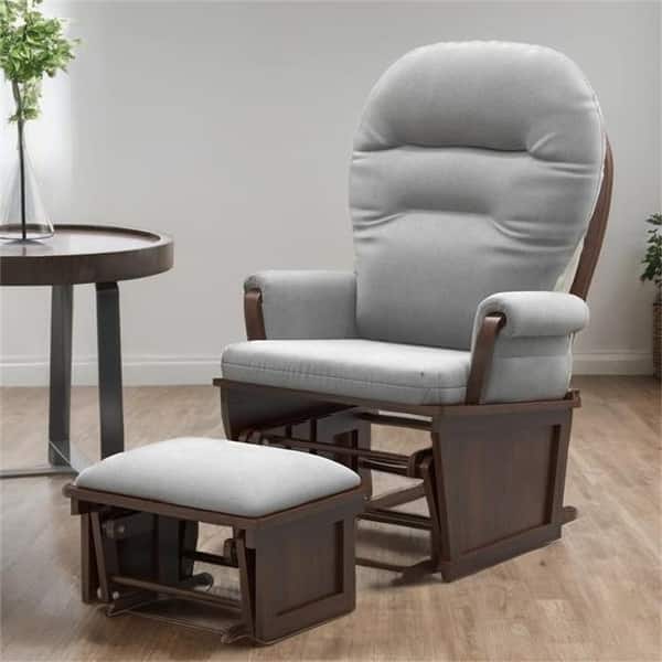 slide 2 of 32, Nursery Glider Rocking Chair w/ Ottoman, Thick Padded Cushion Seating