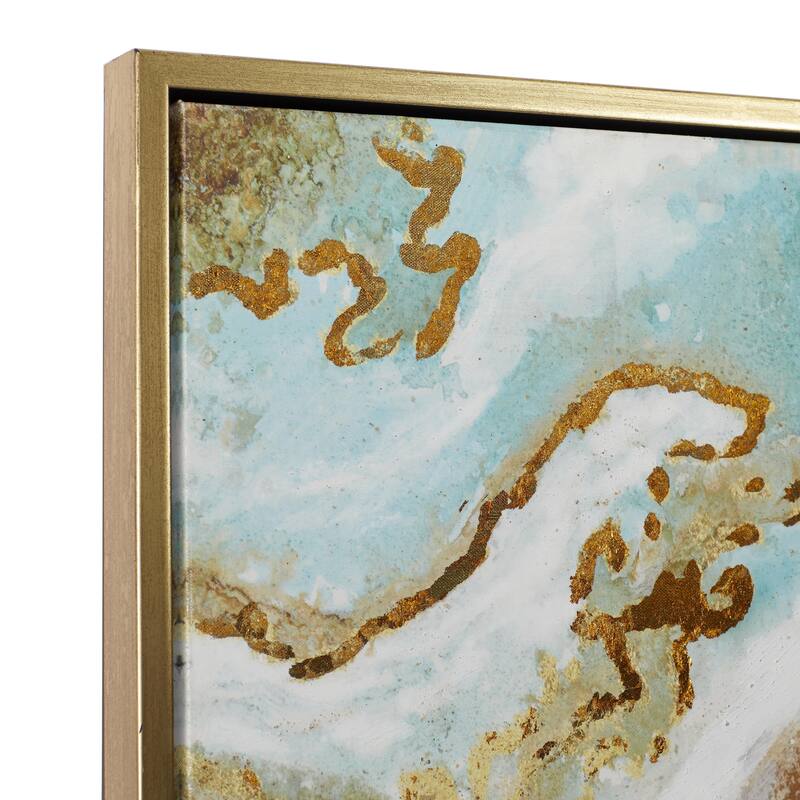 Canvas Leaf Living Room Framed Wall Art with Silver Frame