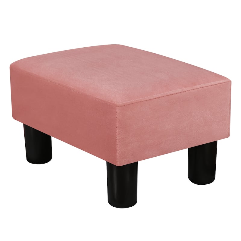 Adeco Small Rectangular Ottoman Modern PU Leather Footrest Stool Chair