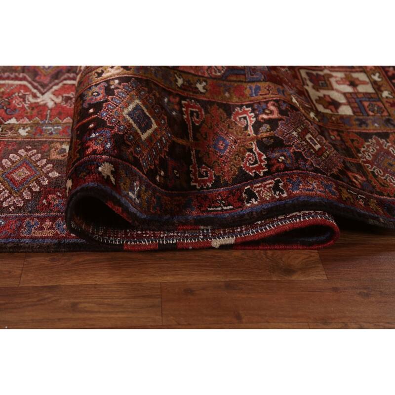 Vintage Vegetable Dye Heriz Persian Area Rug Wool Hand-knotted Carpet - 9'10" x 13'0"