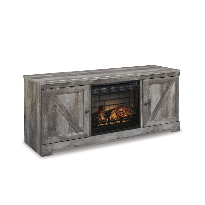 Signature Design by Ashley Wynnlow Gray 63" TV Stand for TVs up to 72" with Electric Fireplace - 63.5"W x 19.5"D x 26"H