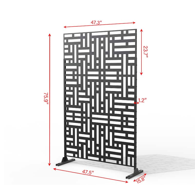 Outdoor Privacy Screen with Stand for Patio Garden Metal Fence
