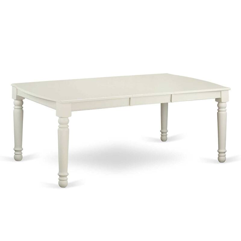 7Pc Dinette Set - Rectangular Kitchen Table with Leaf & 6 Parson Chairs - Linen White & Beige - 78