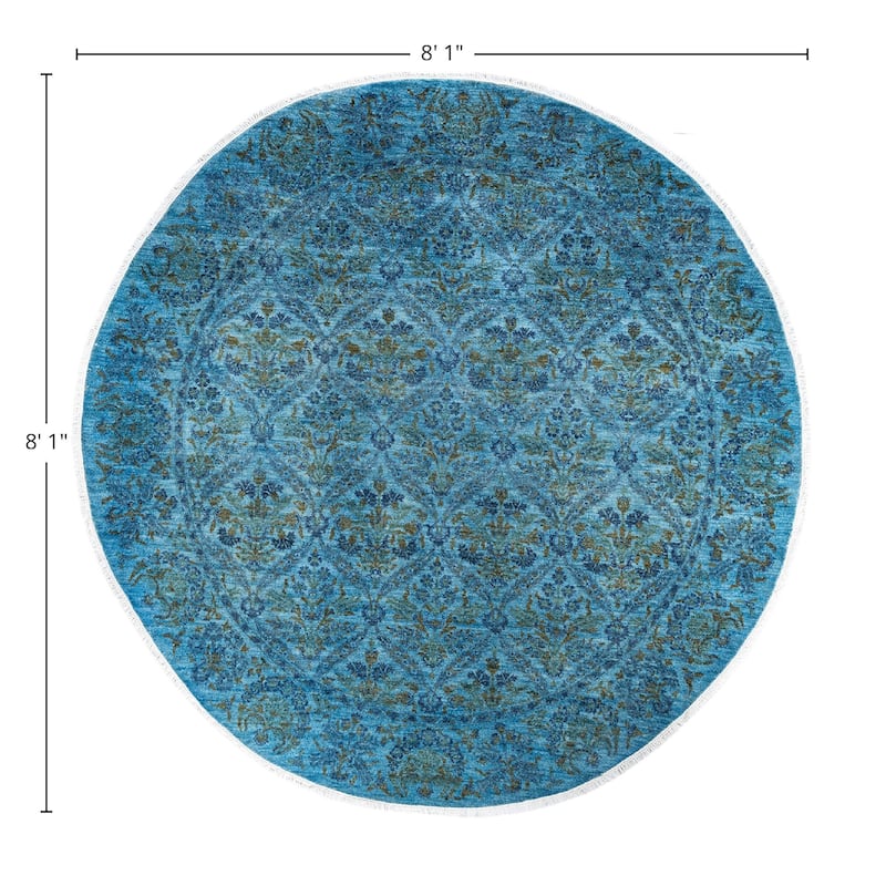 Vibrance One-of-a-Kind Hand-Knotted Area Rug - Blue, 8' 1" x 8' 1" - 8' 1" x 8' 1"