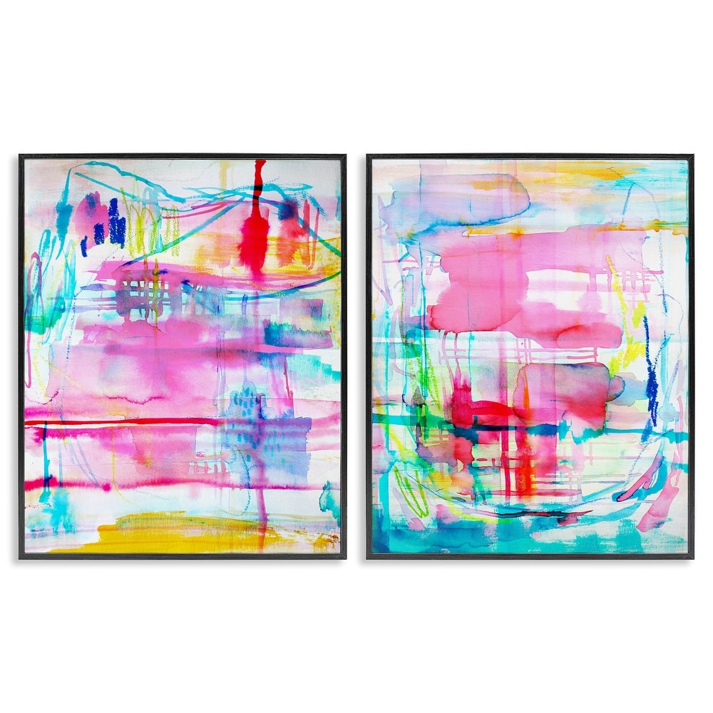 Stupell Vibrant Chaos Abstractions Framed Giclee Art Design By Gemma Bardot (Set of 2)