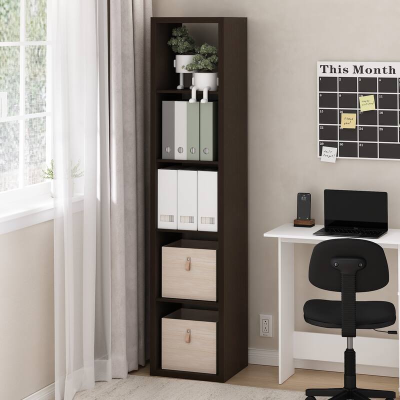 Furinno Cubicle Open Back Decorative Verticle Cube Storage Organizer, 5-Cube, White