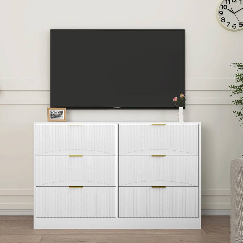 Modern 6-Drawer Dresser, Versatile Chest of Drawers for Bedroom, Living Room, Hallway, & Entryway