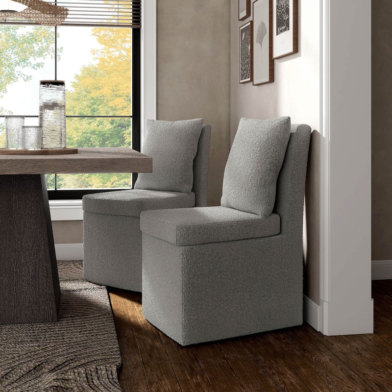 Furniture of America Salantes Modern Boucle Chenille Side Chair with Casters