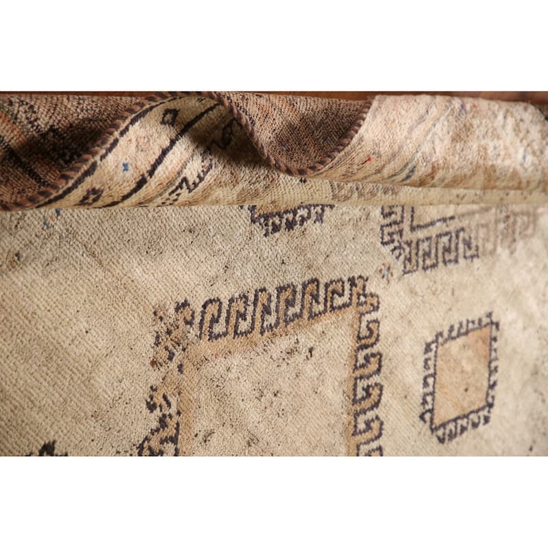 Geometric Gabbeh Persian Vintage Area Rug Hand-Knotted Wool Carpet - 4'7"x 7'3"