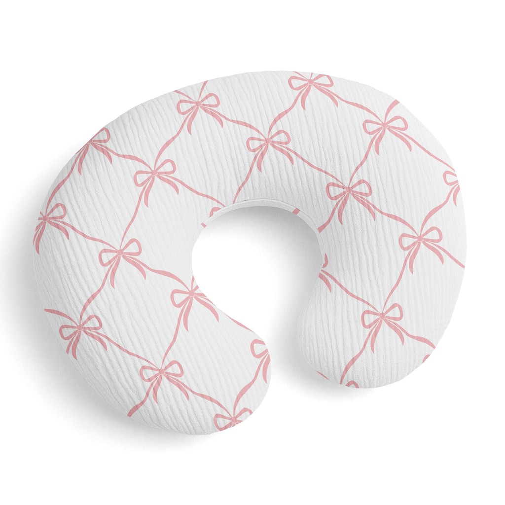 Sweet Jojo Designs Pink Bows Girl 100% Cotton Muslin Nursing Pillow Cover Case - Elegant Bow for the Ballerina Ballet Collection