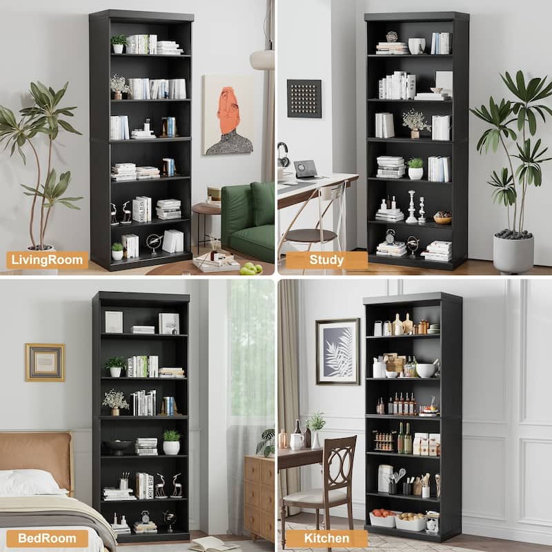 Doorless Wood Bookshelf Storage Cabinet Bookcase&Office Cabinet for Kitchen Bedroom Entryway Living Room Dinning Room