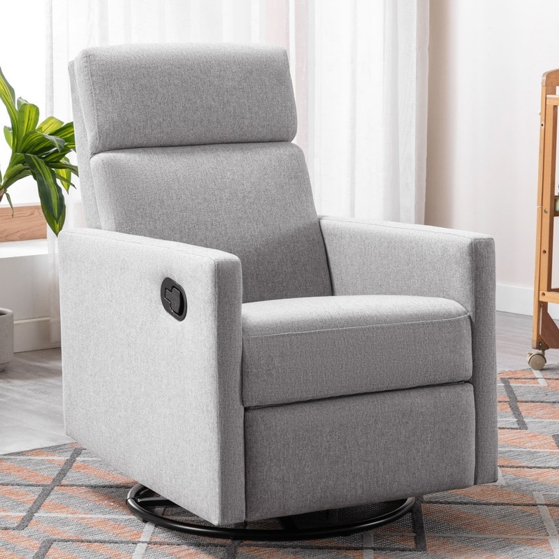 Linen Rocker Plush Seating Glider Swivel Recliner Chair On Sale