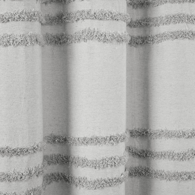 Lush Decor Boho Kendra Tufted Yarn Dyed Eco-Friendly Recycled Cotton Shower Curtain Single