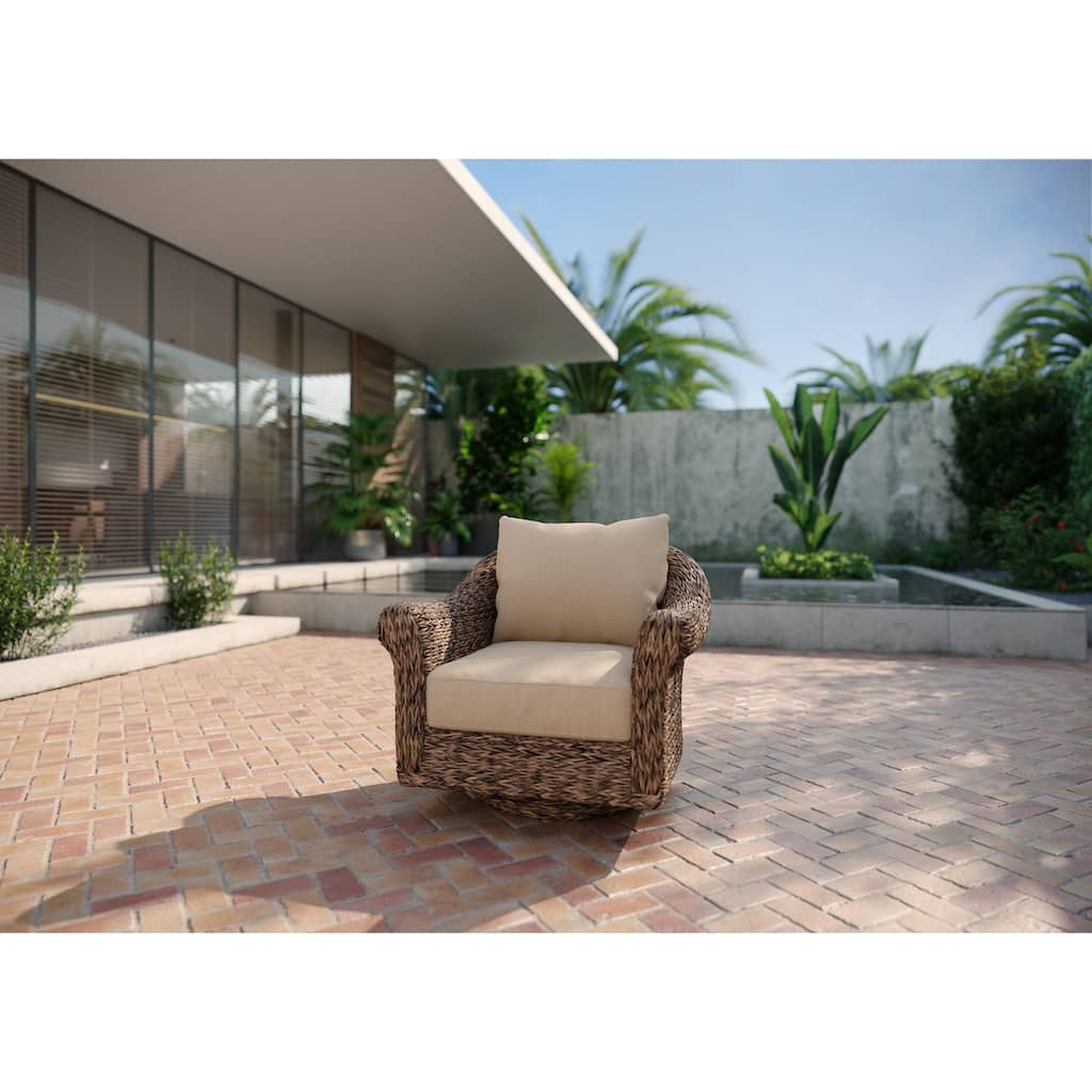 Cayman Sunbrella Swivel Glider Lounge Chair, Heritage Brown
