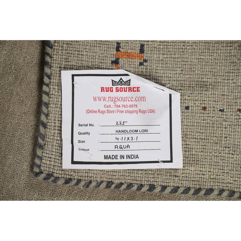 Hand Knotted Oriental 100% Wool Carpet Tribal Animal Pictorial Green Gabbeh Area Rug - 4' 11'' X 3' 1''