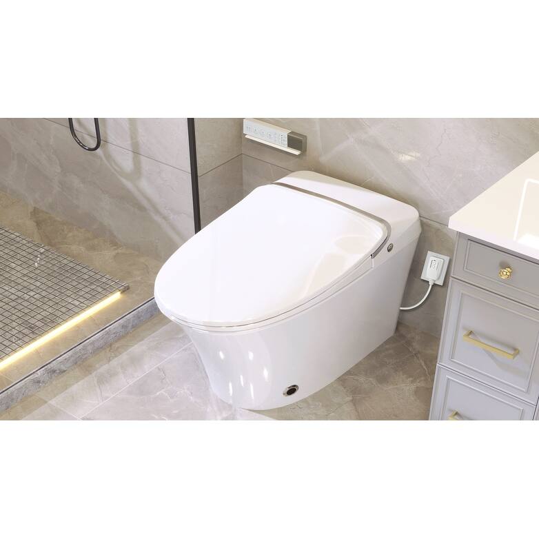 SUPERIO Smart Toilet with Dryer and warm water, Elongated Bidet Toilet with Heated Seat, with Remote Control - White